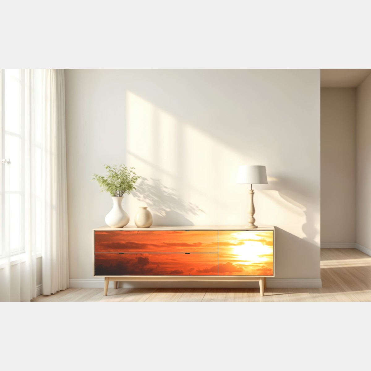 Repositionierbarer Aufkleber tropischer sonnenuntergang am meer – Wallnifity® Repositionierbarer Aufkleber tropischer sonnenuntergang am meer – Wallnifity®