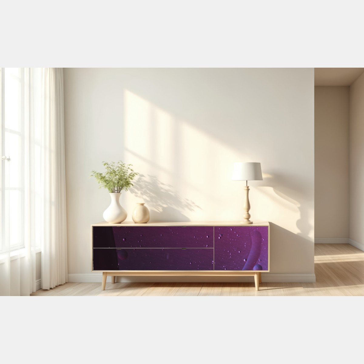 Repositionierbarer Aufkleber violette kosmische sphären abstrakte kunst – Wallnifity® Repositionierbarer Aufkleber violette kosmische sphären abstrakte kunst – Wallnifity®