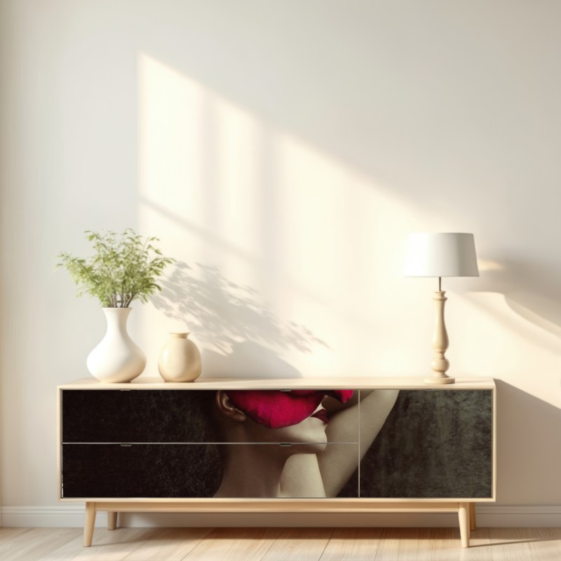 Repositionierbarer Aufkleber frau mit rosenkopf surreales blumenporträt – Wallnifity® Repositionierbarer Aufkleber frau mit rosenkopf surreales blumenporträt – Wallnifity®