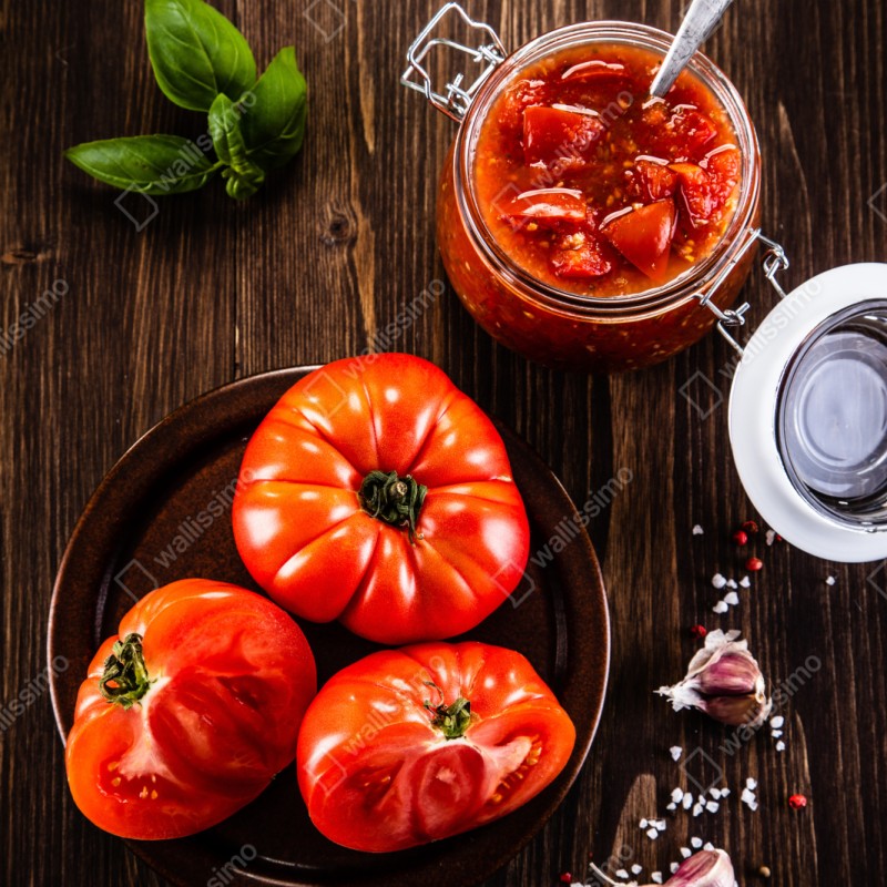 Repositionierbarer Aufkleber frische tomaten und hausgemachte tomatensauce – Wallnifity® Repositionierbarer Aufkleber frische tomaten und hausgemachte tomatensauce – Wallnifity®
