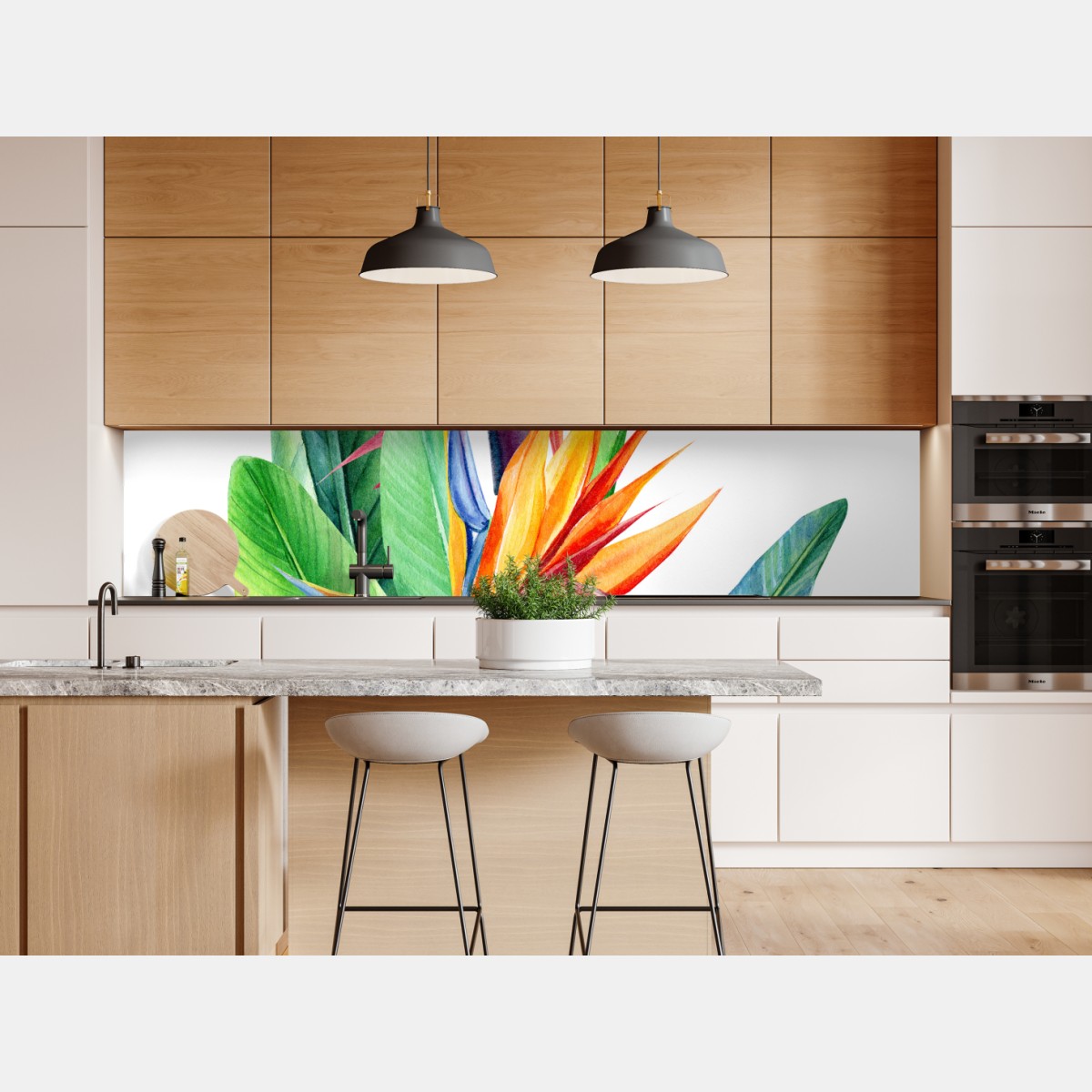 Repositionierbarer Aufkleber farbenfrohe strelitzie aquarell botanisches bild – Wallnifity® Repositionierbarer Aufkleber farbenfrohe strelitzie aquarell botanisches bild – Wallnifity®