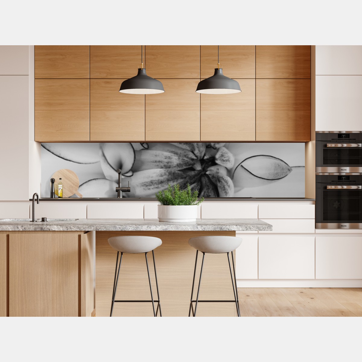 Repositionierbarer Aufkleber monochrome nahaufnahme einer dahlie – Wallnifity® Repositionierbarer Aufkleber monochrome nahaufnahme einer dahlie – Wallnifity®