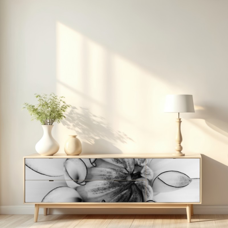 Repositionierbarer Aufkleber monochrome nahaufnahme einer dahlie – Wallnifity® Repositionierbarer Aufkleber monochrome nahaufnahme einer dahlie – Wallnifity®