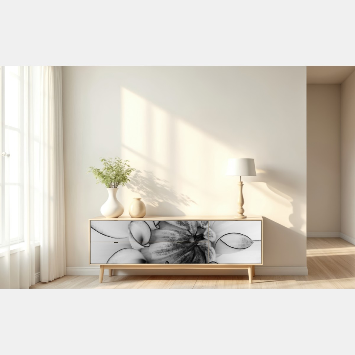 Repositionierbarer Aufkleber monochrome nahaufnahme einer dahlie – Wallnifity® Repositionierbarer Aufkleber monochrome nahaufnahme einer dahlie – Wallnifity®