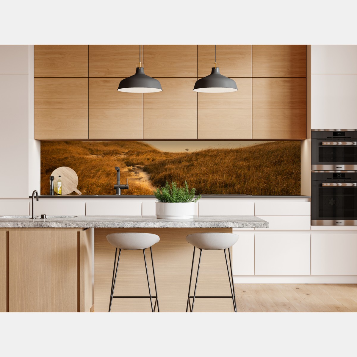 Repositionierbarer Aufkleber sonnenbeschienener weg durch die dünen – Wallnifity® Repositionierbarer Aufkleber sonnenbeschienener weg durch die dünen – Wallnifity®