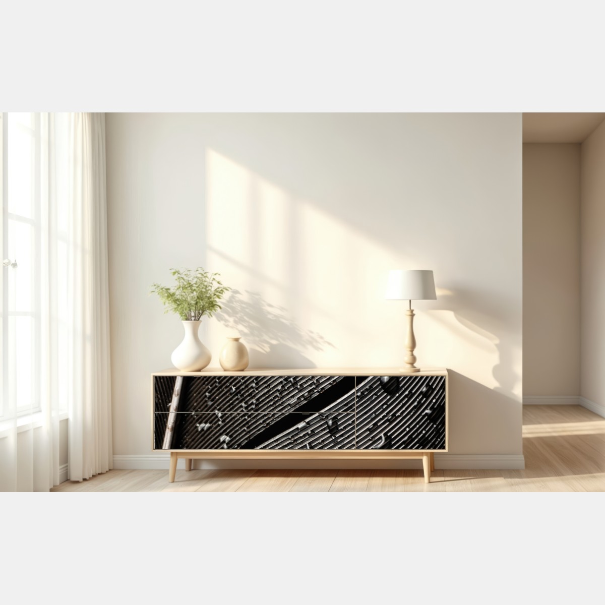 Repositionierbarer Aufkleber monochrome feder mit wassertropfen – Wallnifity® Repositionierbarer Aufkleber monochrome feder mit wassertropfen – Wallnifity®