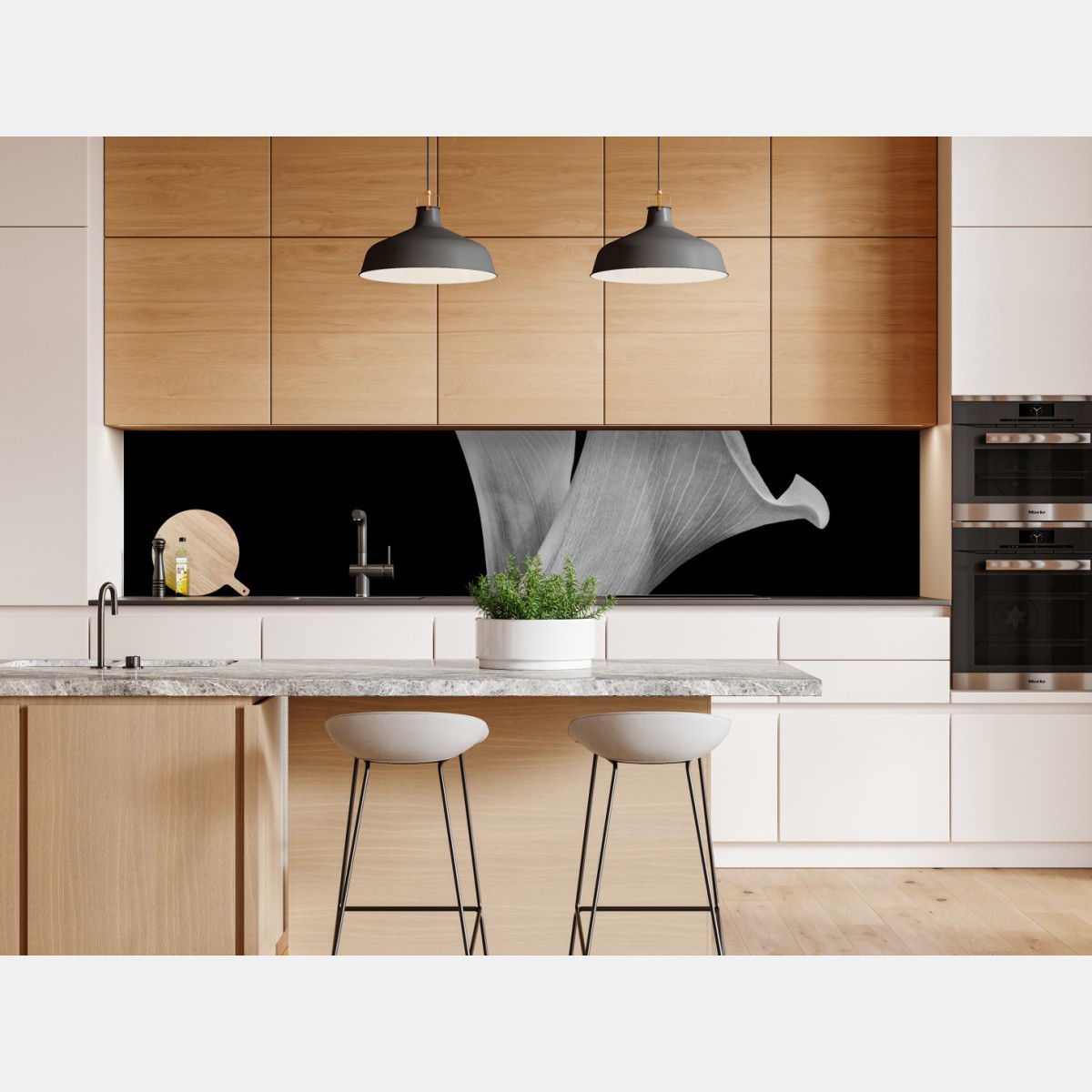 Repositionierbarer Aufkleber elegante callas in monochrom – Wallnifity® Repositionierbarer Aufkleber elegante callas in monochrom – Wallnifity®