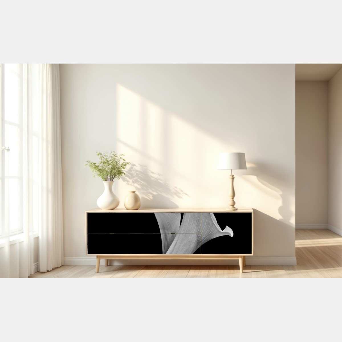 Repositionierbarer Aufkleber elegante callas in monochrom – Wallnifity® Repositionierbarer Aufkleber elegante callas in monochrom – Wallnifity®