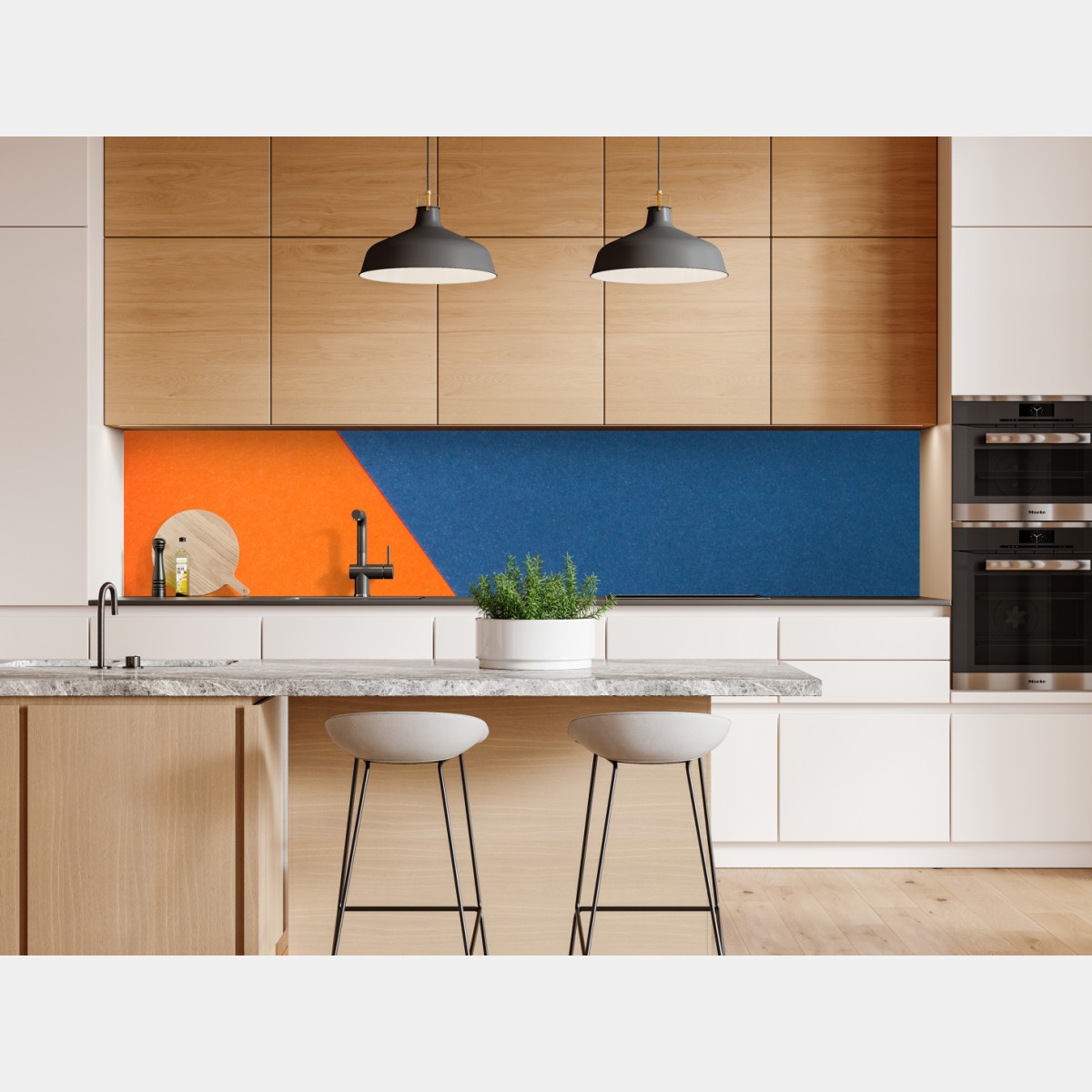 Repositionierbarer Aufkleber mutige geometrische komposition in blau und orange – Wallnifity® Repositionierbarer Aufkleber mutige geometrische komposition in blau und orange – Wallnifity®