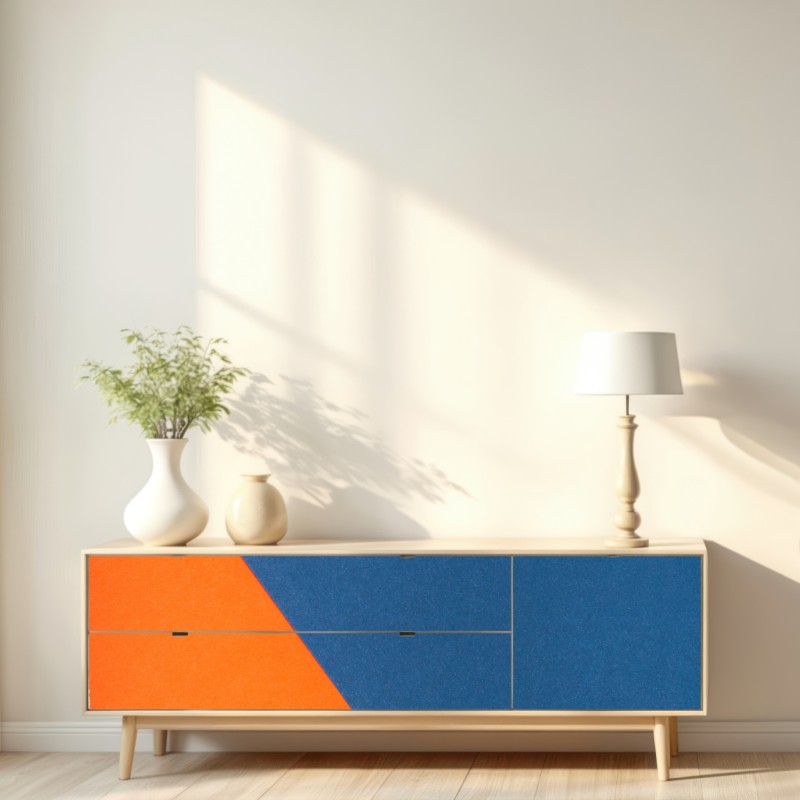 Repositionierbarer Aufkleber mutige geometrische komposition in blau und orange – Wallnifity® Repositionierbarer Aufkleber mutige geometrische komposition in blau und orange – Wallnifity®