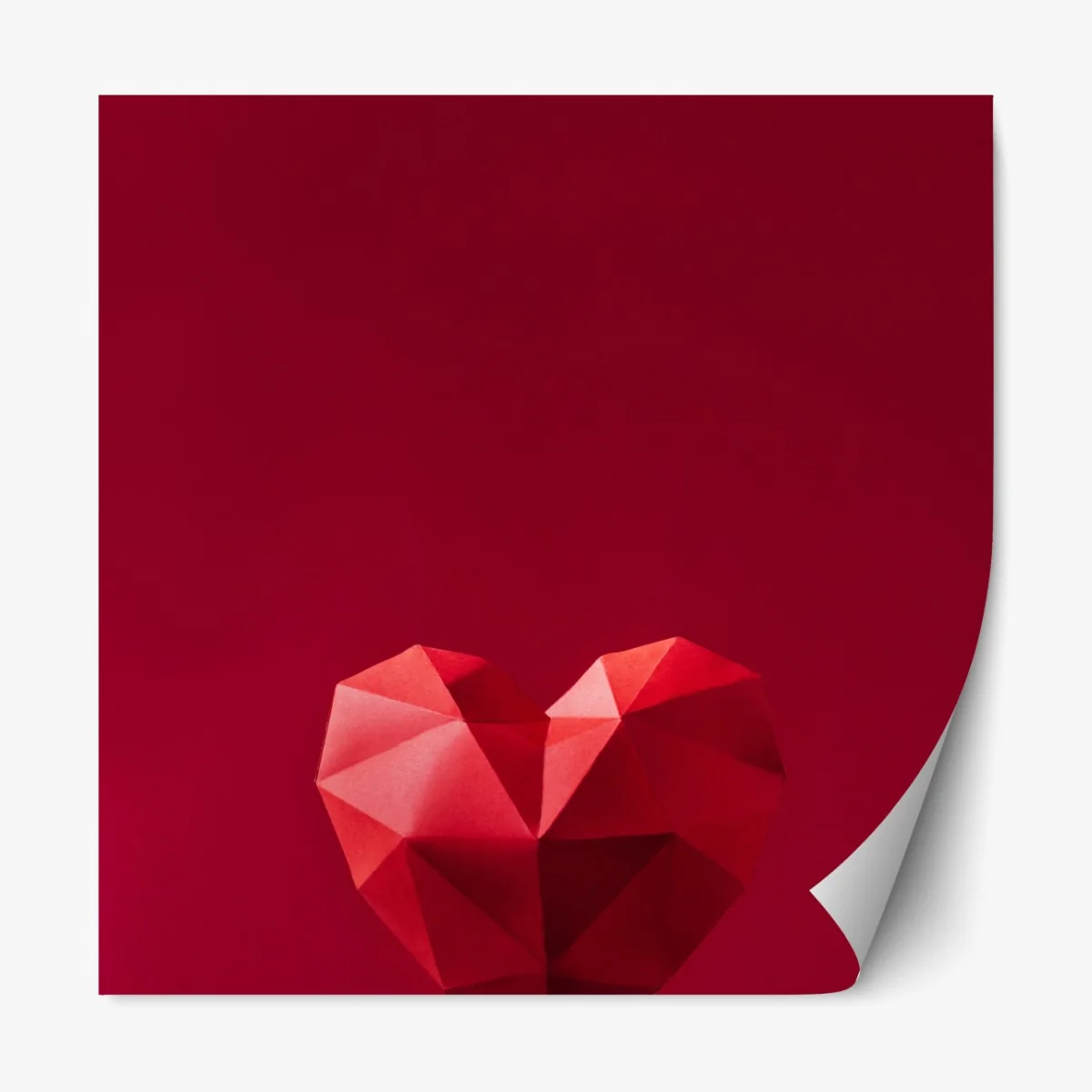 Repositionierbarer Aufkleber geometrisches rotes papierherz – Wallnifity® Repositionierbarer Aufkleber geometrisches rotes papierherz – Wallnifity®