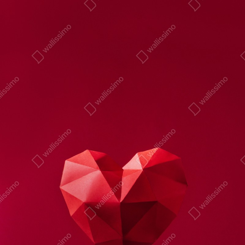 Repositionierbarer Aufkleber geometrisches rotes papierherz – Wallnifity® Repositionierbarer Aufkleber geometrisches rotes papierherz – Wallnifity®