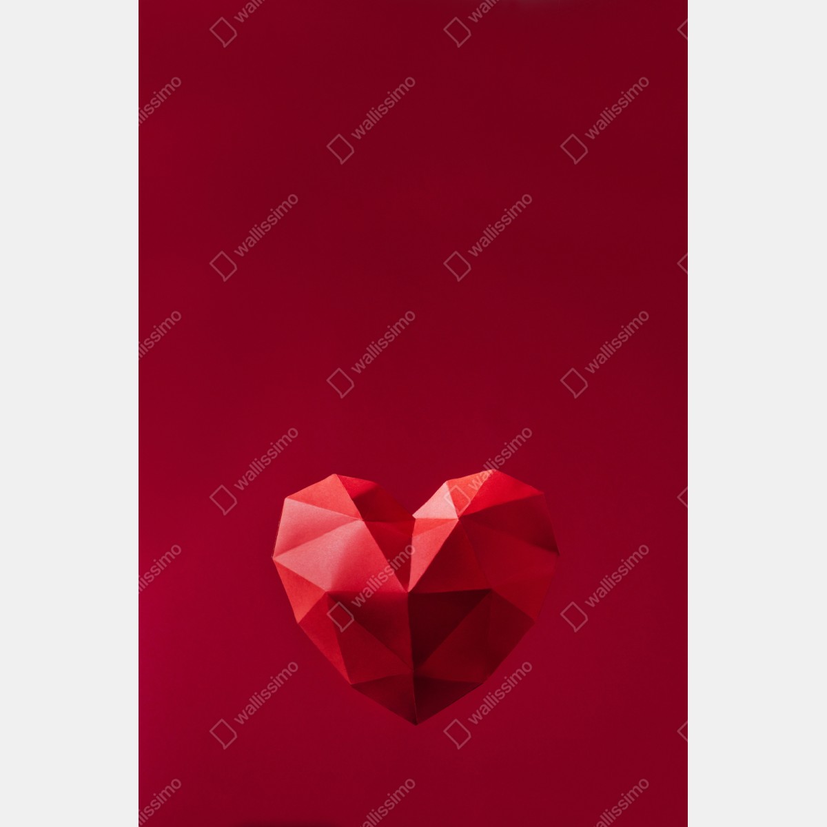 Repositionierbarer Aufkleber geometrisches rotes papierherz – Wallnifity® Repositionierbarer Aufkleber geometrisches rotes papierherz – Wallnifity®