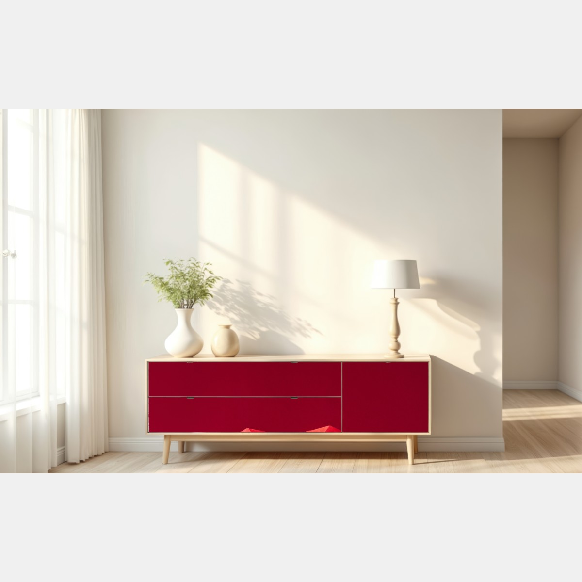 Repositionierbarer Aufkleber geometrisches rotes papierherz – Wallnifity® Repositionierbarer Aufkleber geometrisches rotes papierherz – Wallnifity®