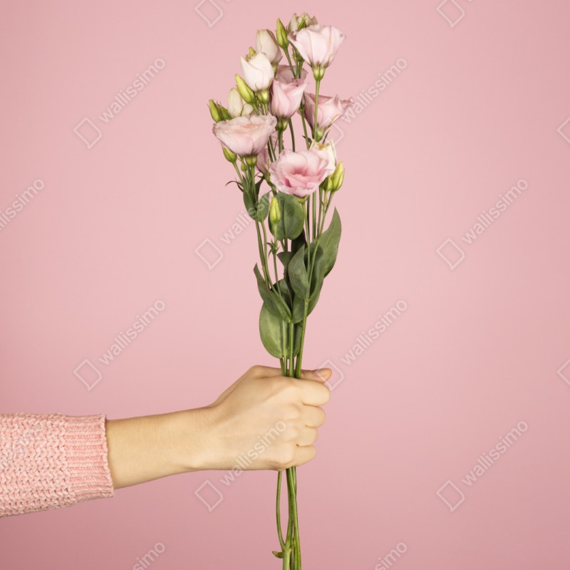Repositionierbarer Aufkleber zarter rosa eustoma-strauß – Wallnifity® Repositionierbarer Aufkleber zarter rosa eustoma-strauß – Wallnifity®