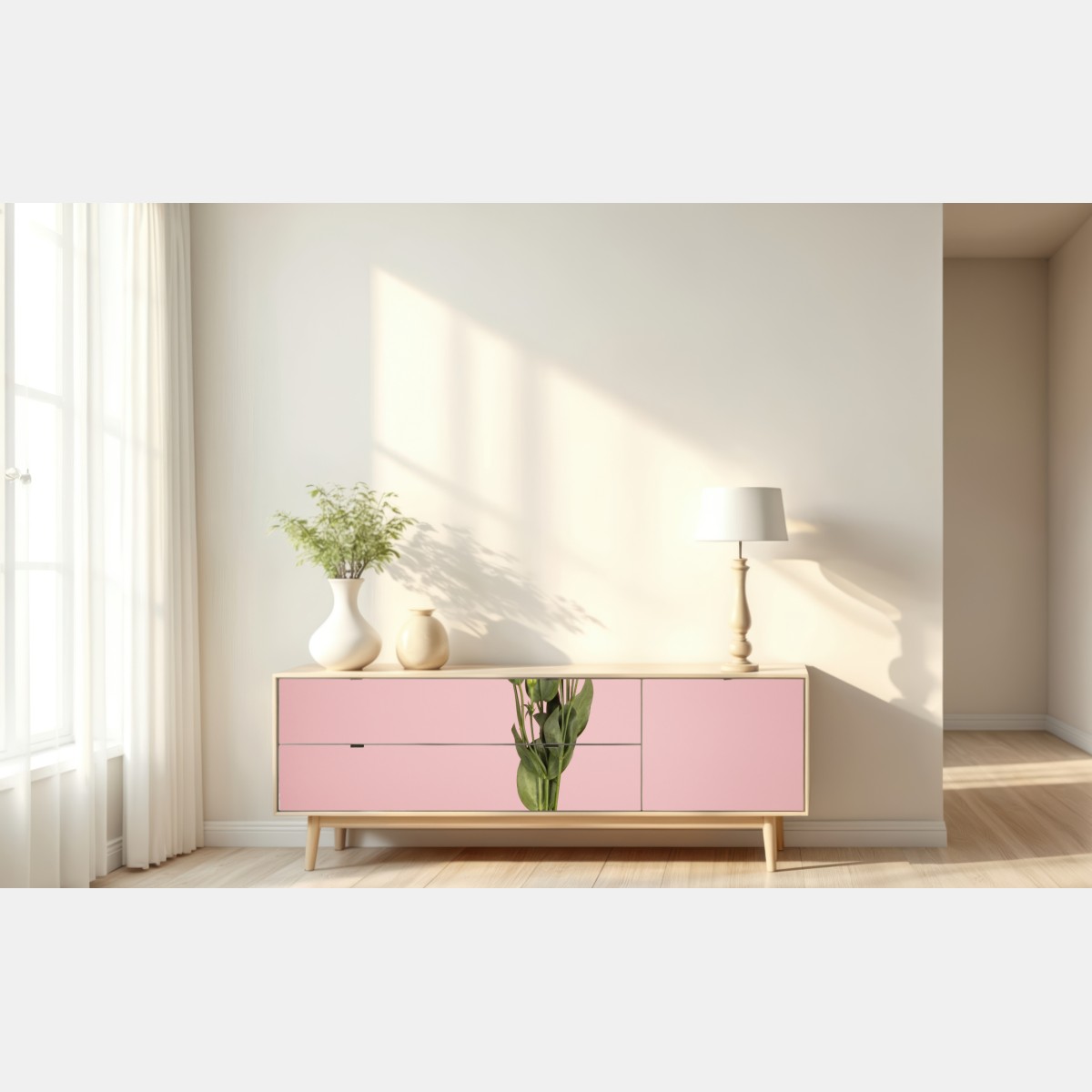 Repositionierbarer Aufkleber zarter rosa eustoma-strauß – Wallnifity® Repositionierbarer Aufkleber zarter rosa eustoma-strauß – Wallnifity®