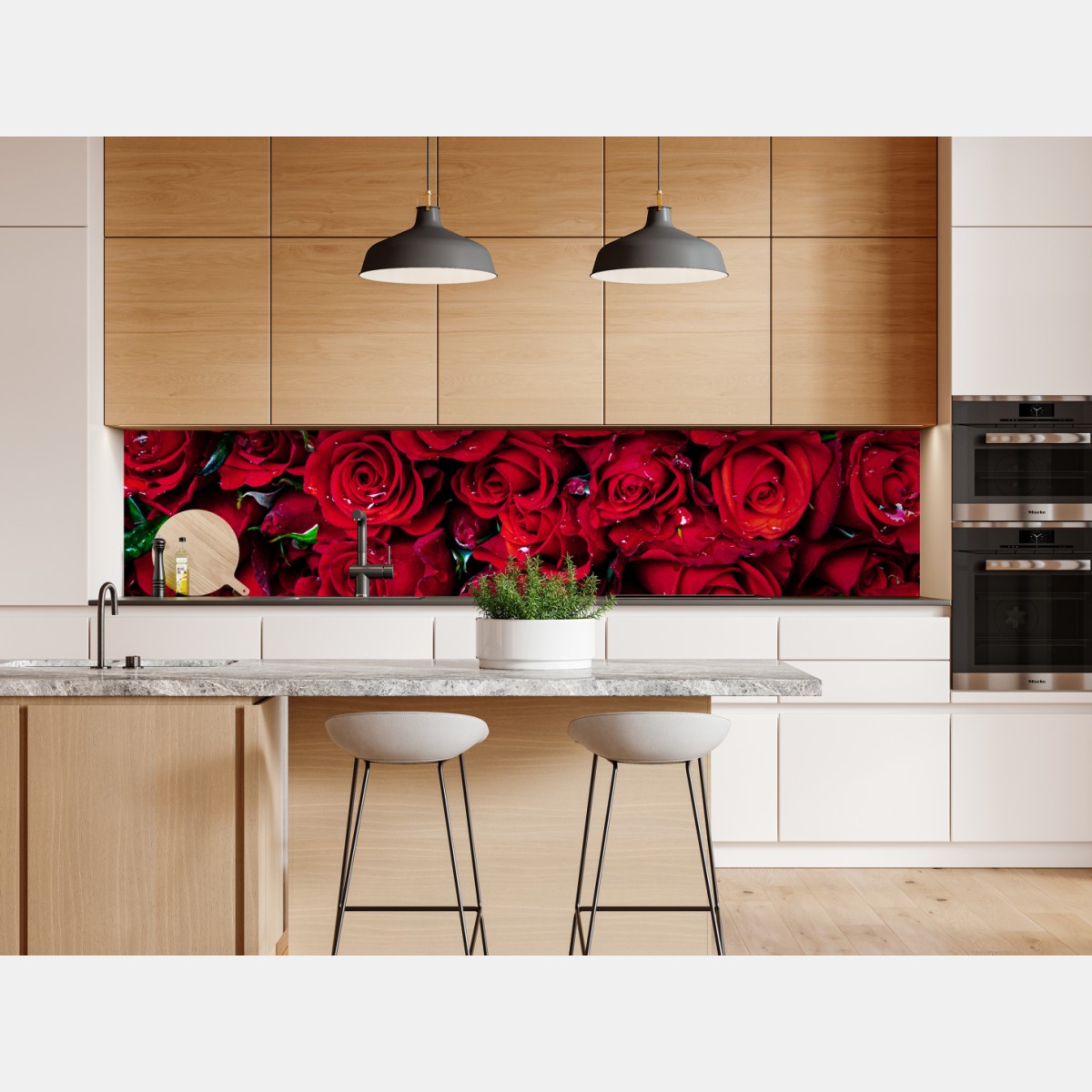 Repositionierbarer Aufkleber dichte wand aus roten rosen – Wallnifity® Repositionierbarer Aufkleber dichte wand aus roten rosen – Wallnifity®