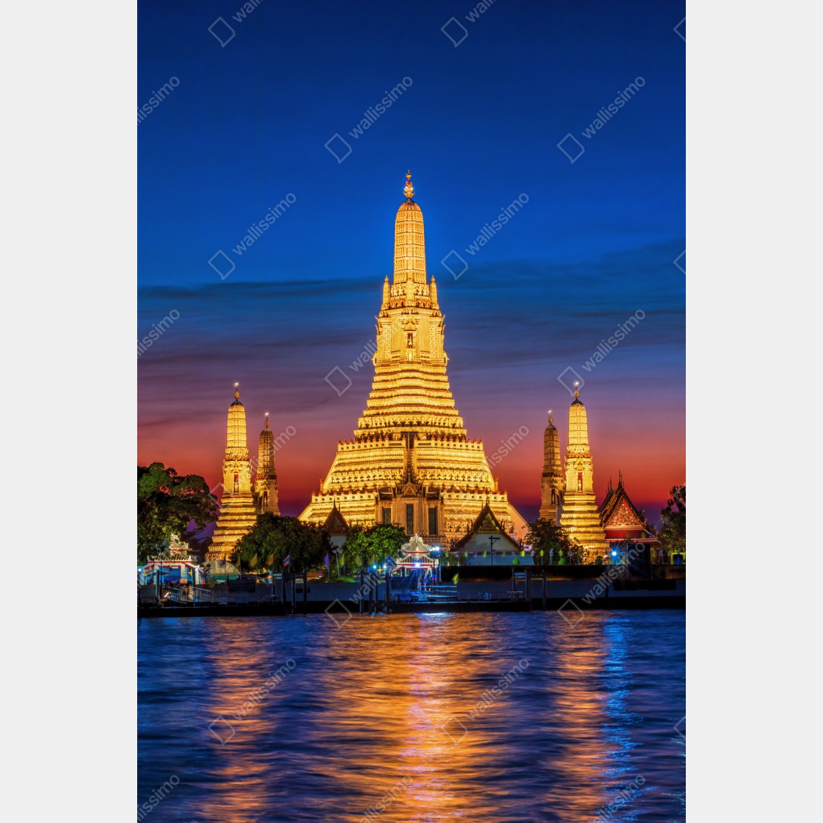 Repositionierbarer Aufkleber goldenes Wat Arun in der dämmerung – Wallnifity® Repositionierbarer Aufkleber goldenes Wat Arun in der dämmerung – Wallnifity®