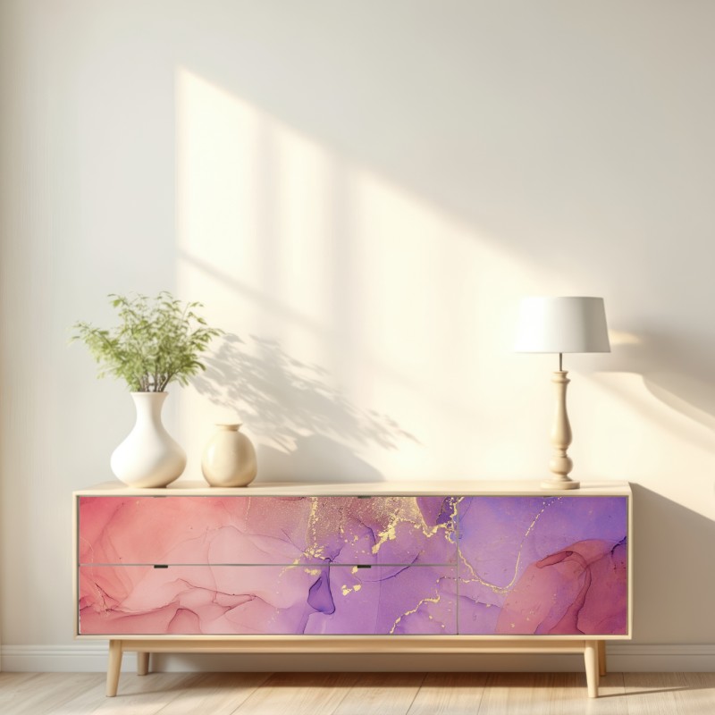 Repositionierbarer Aufkleber ätherische rosa und lila marmoroptik – Wallnifity® Repositionierbarer Aufkleber ätherische rosa und lila marmoroptik – Wallnifity®