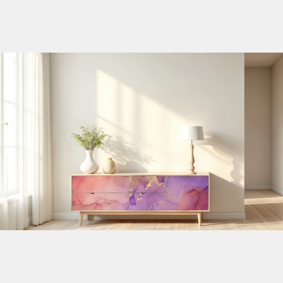 Repositionierbarer Aufkleber ätherische rosa und lila marmoroptik – Wallnifity® Repositionierbarer Aufkleber ätherische rosa und lila marmoroptik – Wallnifity®