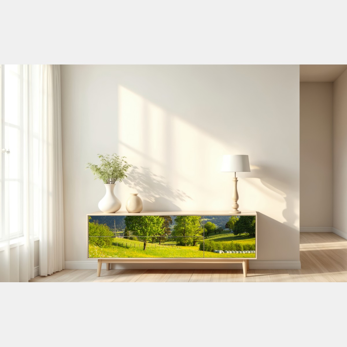 Repositionierbarer Aufkleber alpine frühlingswiese unter schneebedeckten gipfeln – Wallnifity® Repositionierbarer Aufkleber alpine frühlingswiese unter schneebedeckten gipfeln – Wallnifity®