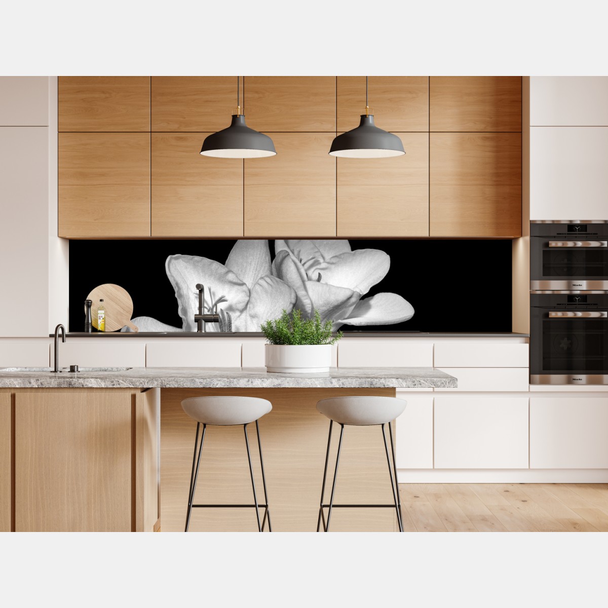 Repositionierbarer Aufkleber zarte freesie in monochrom – Wallnifity® Repositionierbarer Aufkleber zarte freesie in monochrom – Wallnifity®