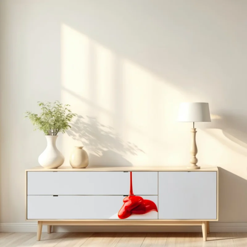Repositionierbarer Aufkleber rote farbtröpfchen auf weißem ei – Wallnifity® Repositionierbarer Aufkleber rote farbtröpfchen auf weißem ei – Wallnifity®
