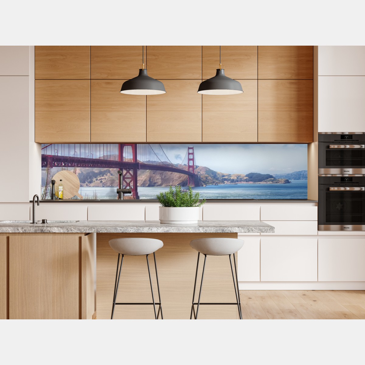 Repositionierbarer Aufkleber Golden Gate über der Bucht von San Francisco – Wallnifity® Repositionierbarer Aufkleber Golden Gate über der Bucht von San Francisco – Wallnifity®