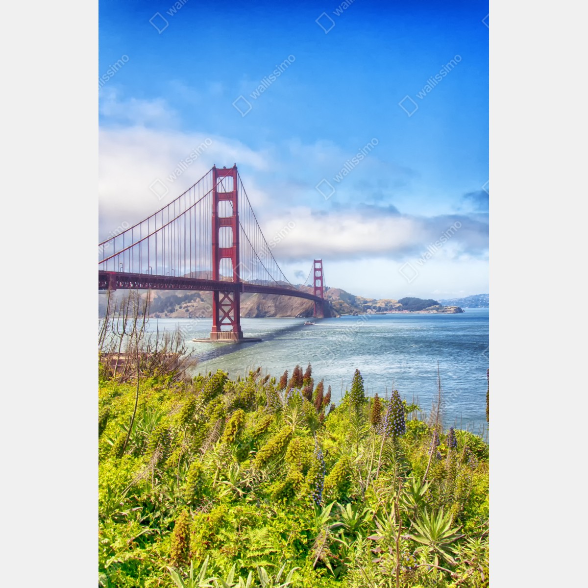 Repositionierbarer Aufkleber Golden Gate über der Bucht von San Francisco – Wallnifity® Repositionierbarer Aufkleber Golden Gate über der Bucht von San Francisco – Wallnifity®