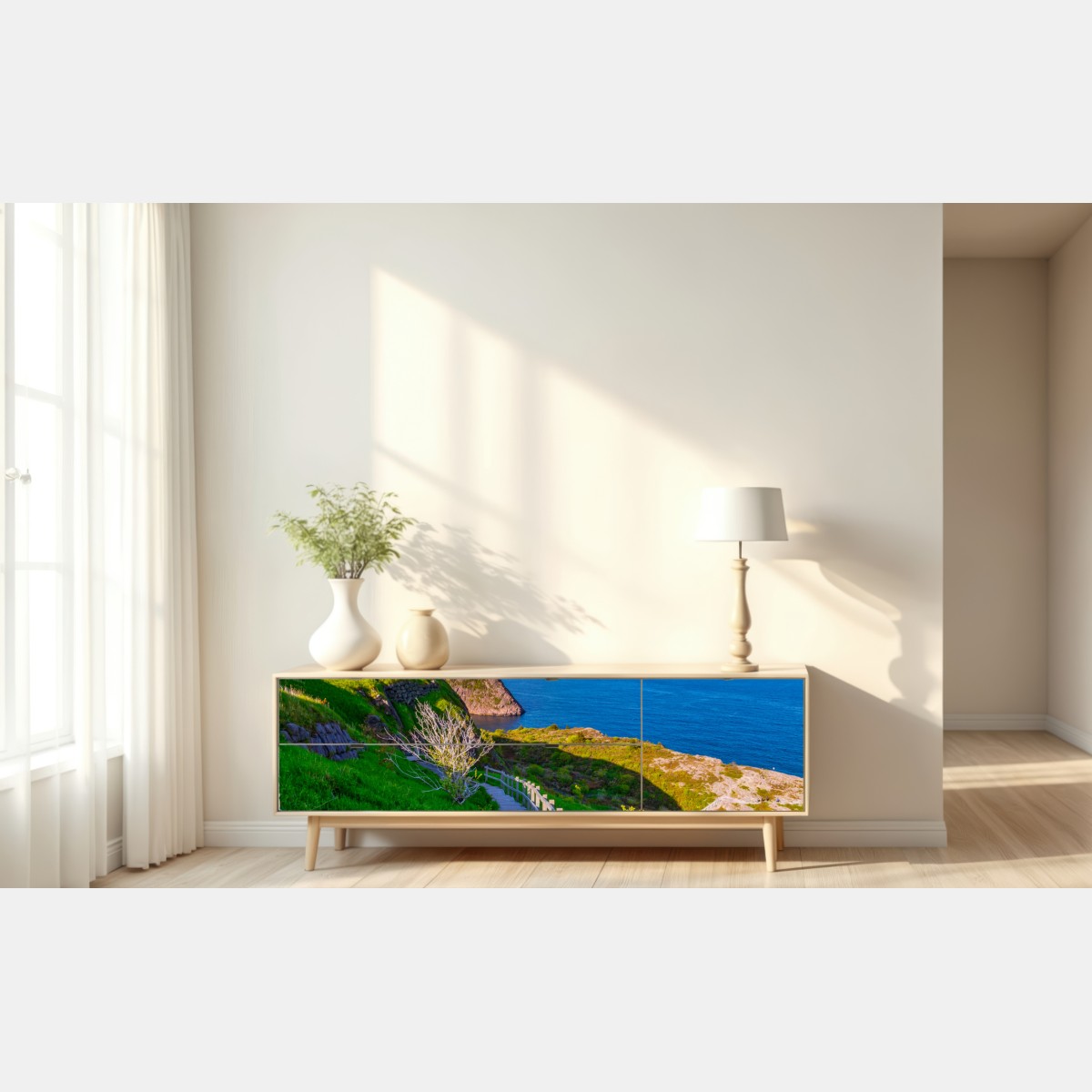 Repositionierbarer Aufkleber küstenpfad mit blick auf das meer – Wallnifity® Repositionierbarer Aufkleber küstenpfad mit blick auf das meer – Wallnifity®