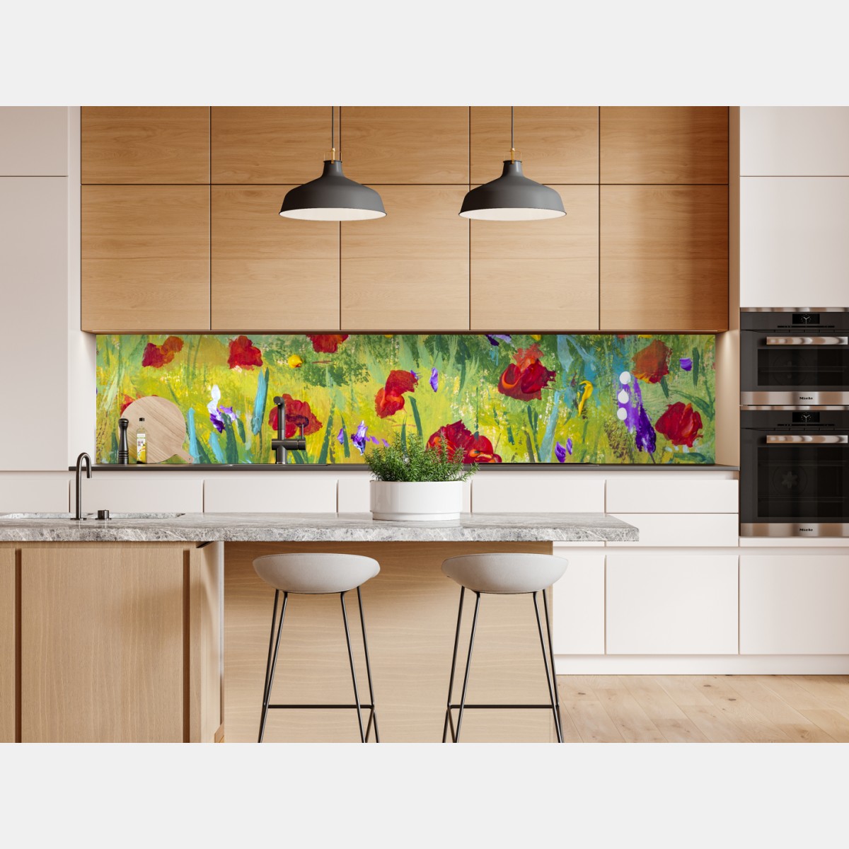 Repositionierbarer Aufkleber impressionistische mohnwiese – Wallnifity® Repositionierbarer Aufkleber impressionistische mohnwiese – Wallnifity®