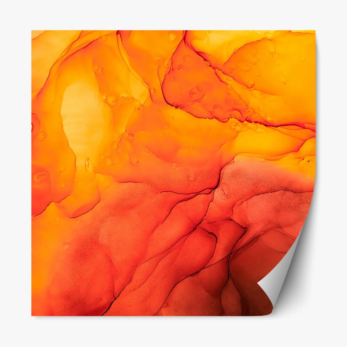 Repositionierbarer Aufkleber lebendige orange abstrakte alkoholkunst – Wallnifity® Repositionierbarer Aufkleber lebendige orange abstrakte alkoholkunst – Wallnifity®