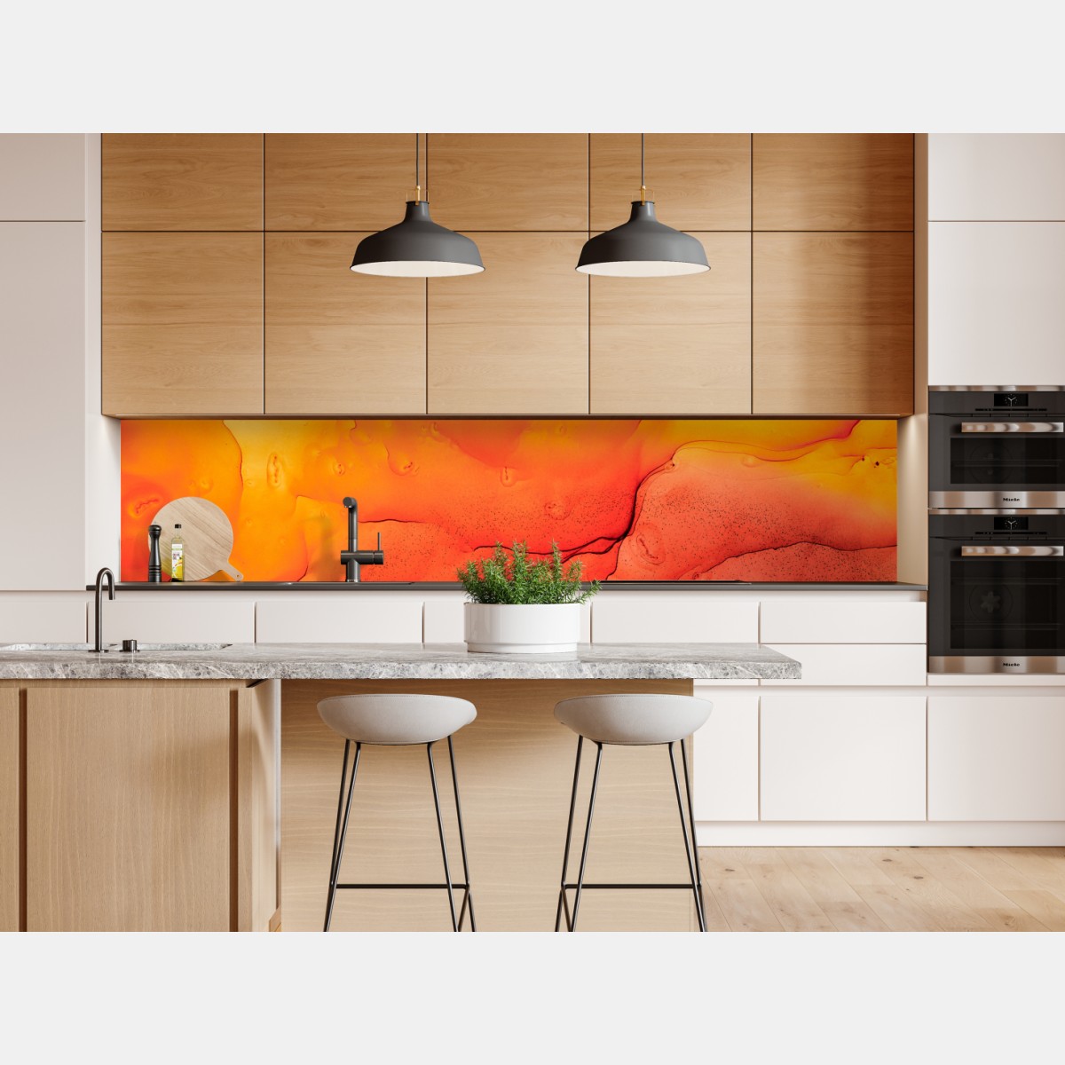 Repositionierbarer Aufkleber lebendige orange abstrakte alkoholkunst – Wallnifity® Repositionierbarer Aufkleber lebendige orange abstrakte alkoholkunst – Wallnifity®