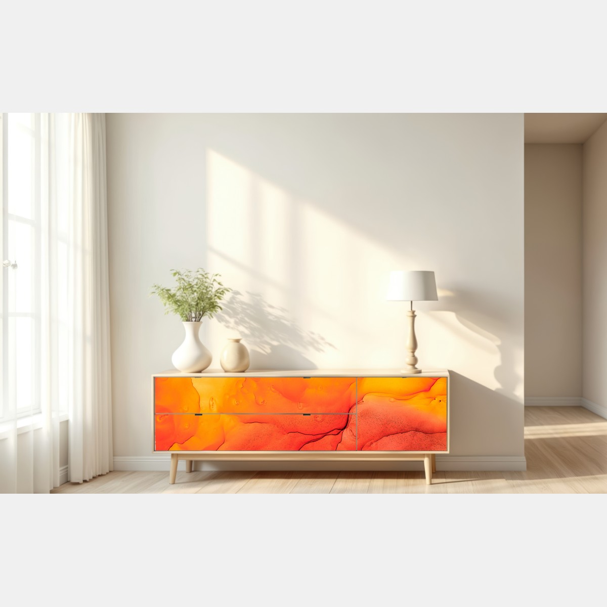 Repositionierbarer Aufkleber lebendige orange abstrakte alkoholkunst – Wallnifity® Repositionierbarer Aufkleber lebendige orange abstrakte alkoholkunst – Wallnifity®