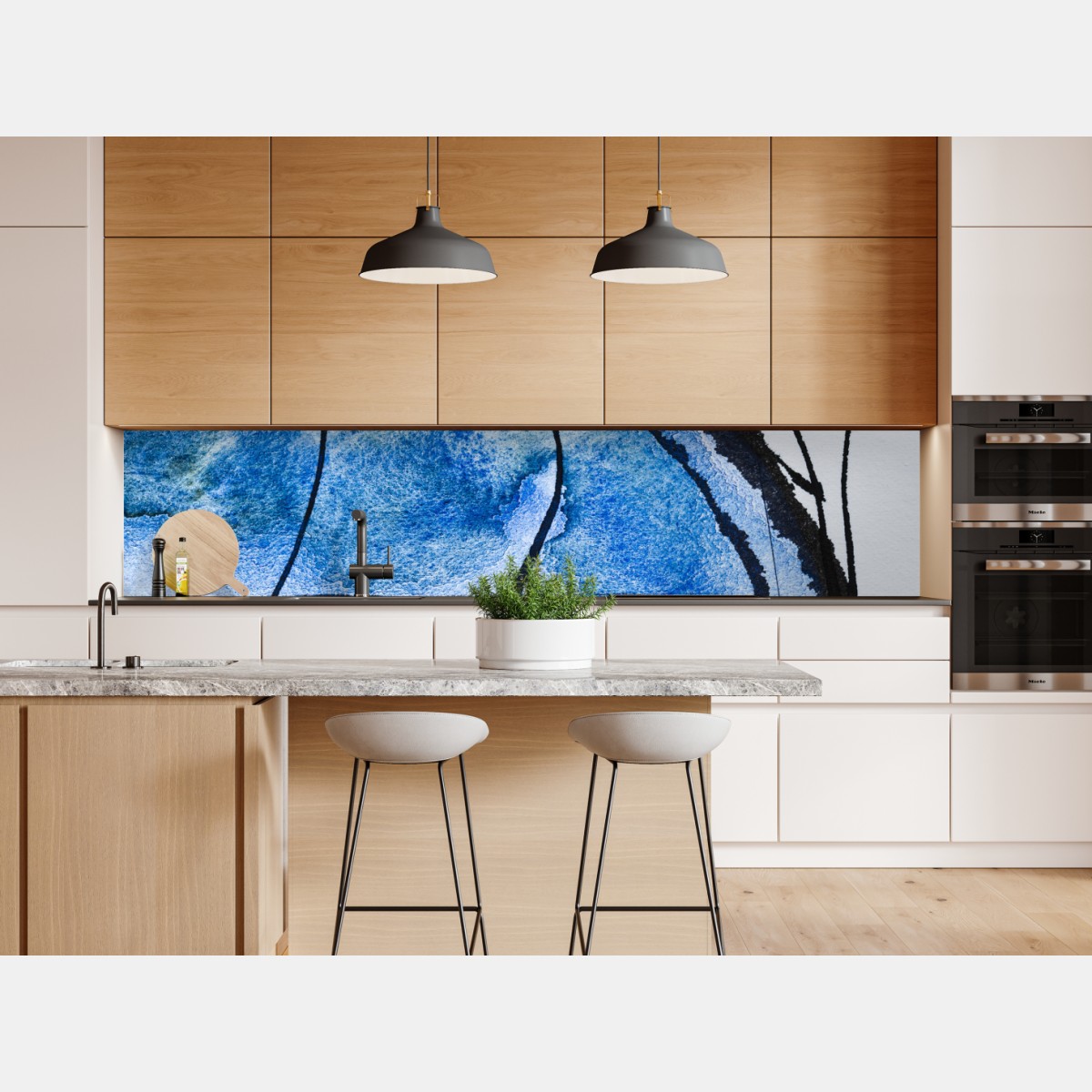 Repositionierbarer Aufkleber blaue abstrakte tusche- und aquarellkomposition – Wallnifity® Repositionierbarer Aufkleber blaue abstrakte tusche- und aquarellkomposition – Wallnifity®
