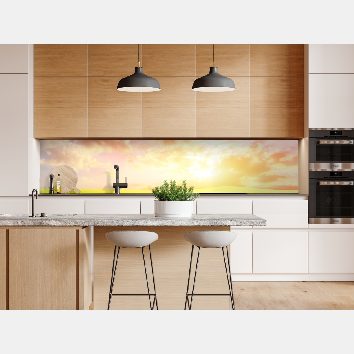 Repositionierbarer Aufkleber sonnenbeschienene wiese bei sonnenuntergang – Wallnifity® Repositionierbarer Aufkleber sonnenbeschienene wiese bei sonnenuntergang – Wallnifity®