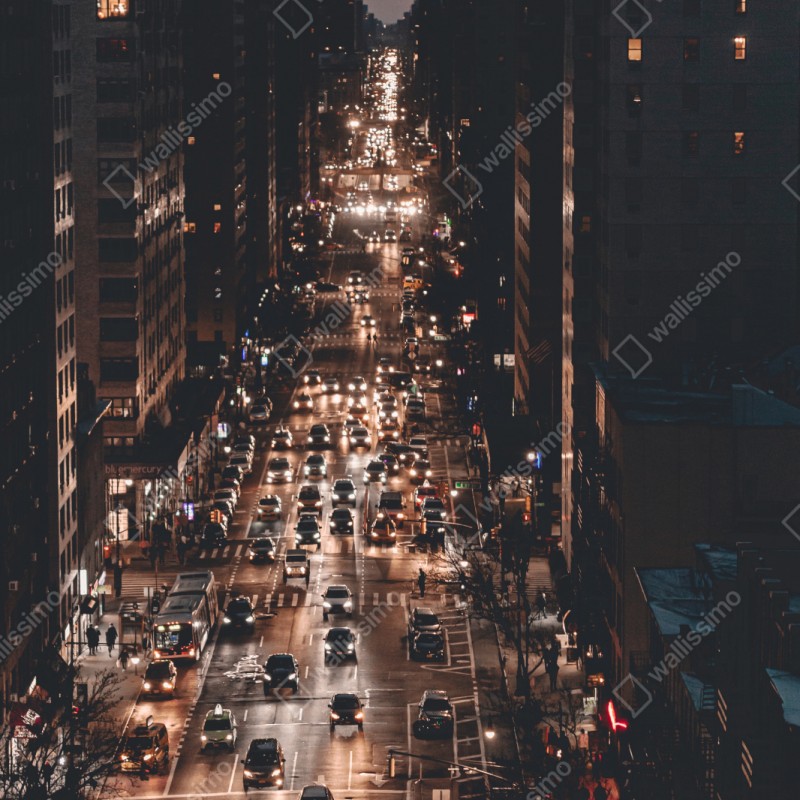 Repositionierbarer Aufkleber Manhattan nächtliche avenue – Wallnifity® Repositionierbarer Aufkleber Manhattan nächtliche avenue – Wallnifity®