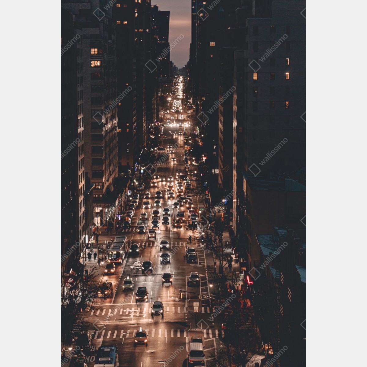 Repositionierbarer Aufkleber Manhattan nächtliche avenue – Wallnifity® Repositionierbarer Aufkleber Manhattan nächtliche avenue – Wallnifity®