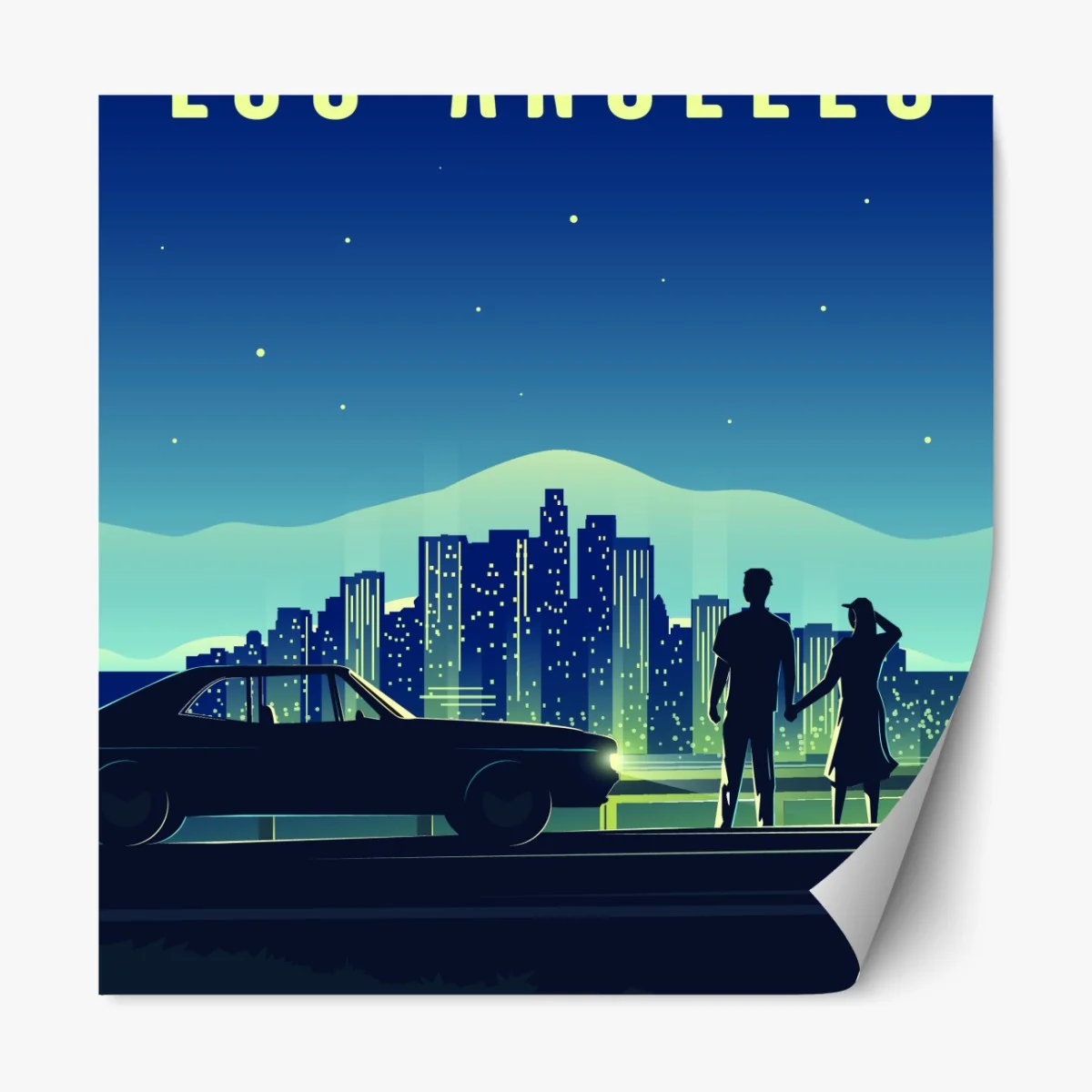 Repositionierbarer Aufkleber Los Angeles nächtliche skyline – Wallnifity® Repositionierbarer Aufkleber Los Angeles nächtliche skyline – Wallnifity®
