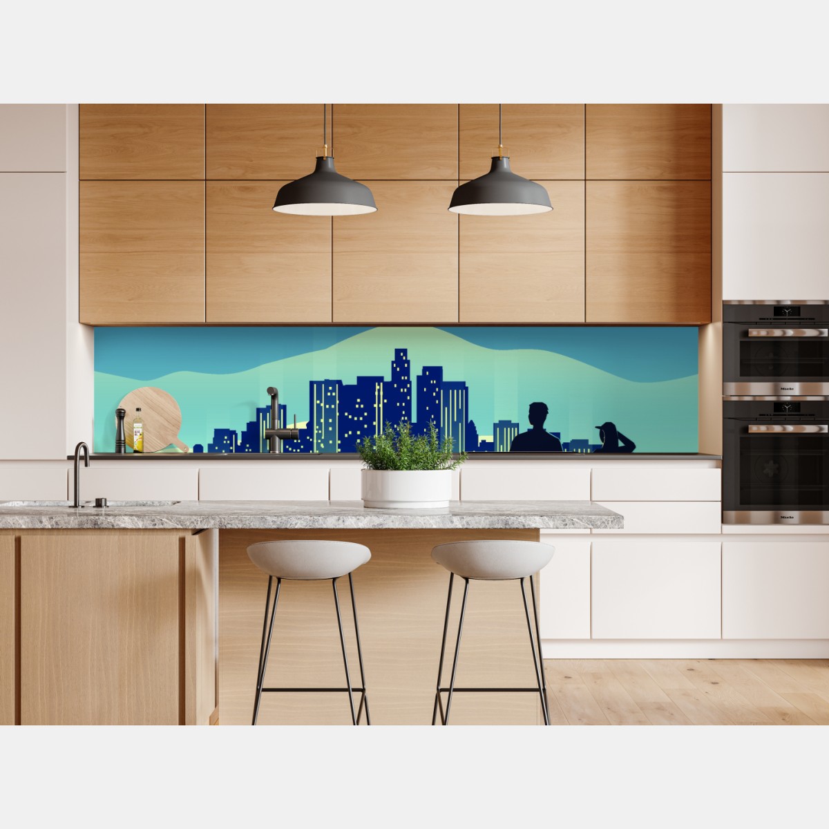 Repositionierbarer Aufkleber Los Angeles nächtliche skyline – Wallnifity® Repositionierbarer Aufkleber Los Angeles nächtliche skyline – Wallnifity®