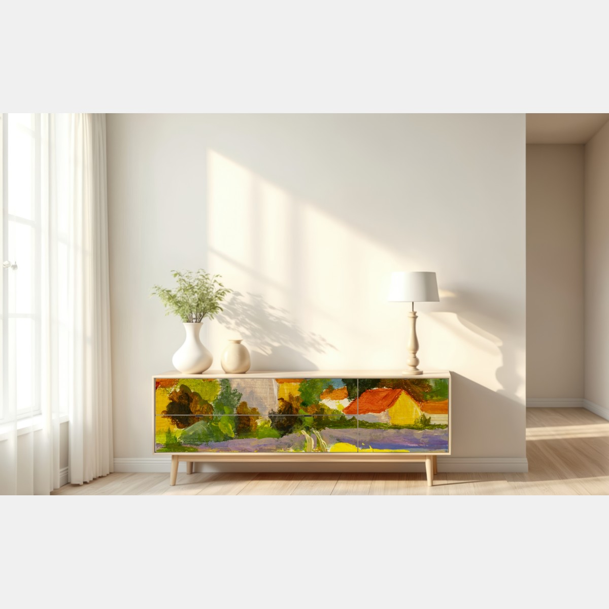Repositionierbarer Aufkleber lavendelfelder bei sonnenuntergang – Wallnifity® Repositionierbarer Aufkleber lavendelfelder bei sonnenuntergang – Wallnifity®