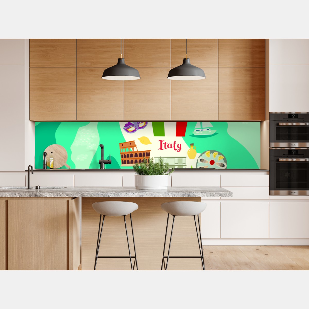 Repositionierbarer Aufkleber Italien karte mit ikonischen sehenswürdigkeiten – Wallnifity® Repositionierbarer Aufkleber Italien karte mit ikonischen sehenswürdigkeiten – Wallnifity®