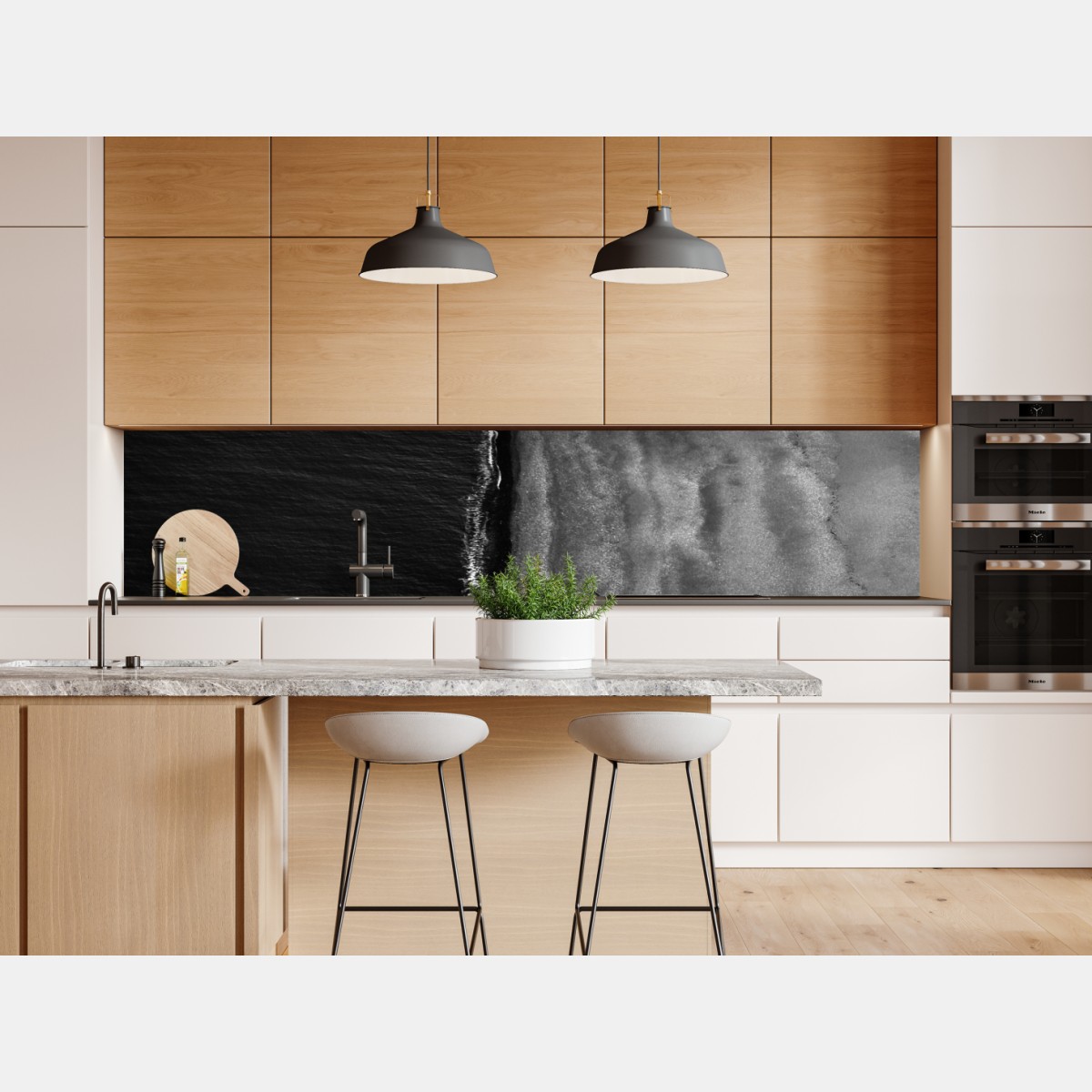 Repositionierbarer Aufkleber monochrome küstenaufnahme aus der luft – Wallnifity® Repositionierbarer Aufkleber monochrome küstenaufnahme aus der luft – Wallnifity®