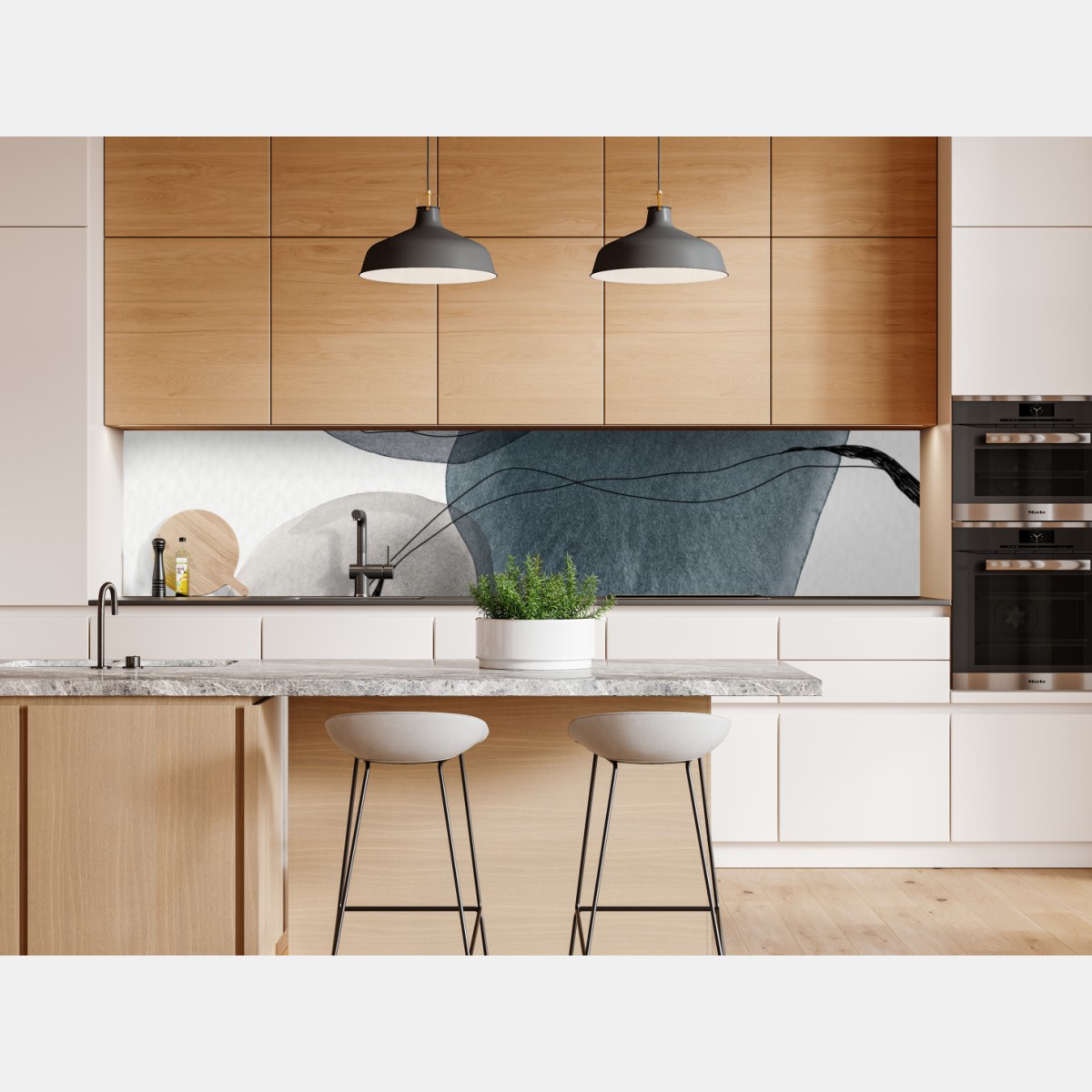 Repositionierbarer Aufkleber ruhige blaue aquarellkugeln – Wallnifity® Repositionierbarer Aufkleber ruhige blaue aquarellkugeln – Wallnifity®