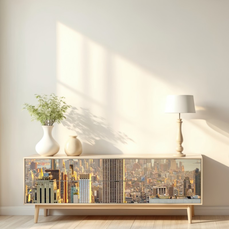 Repositionierbarer Aufkleber New York skyline bei sonnenuntergang – Wallnifity® Repositionierbarer Aufkleber New York skyline bei sonnenuntergang – Wallnifity®