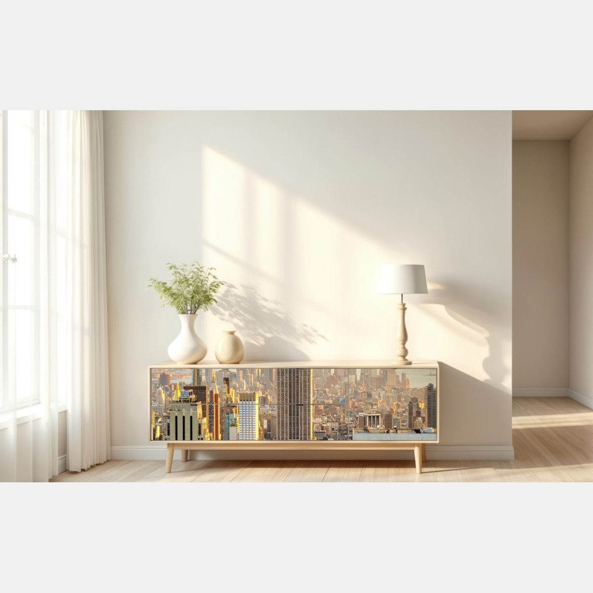 Repositionierbarer Aufkleber New York skyline bei sonnenuntergang – Wallnifity® Repositionierbarer Aufkleber New York skyline bei sonnenuntergang – Wallnifity®