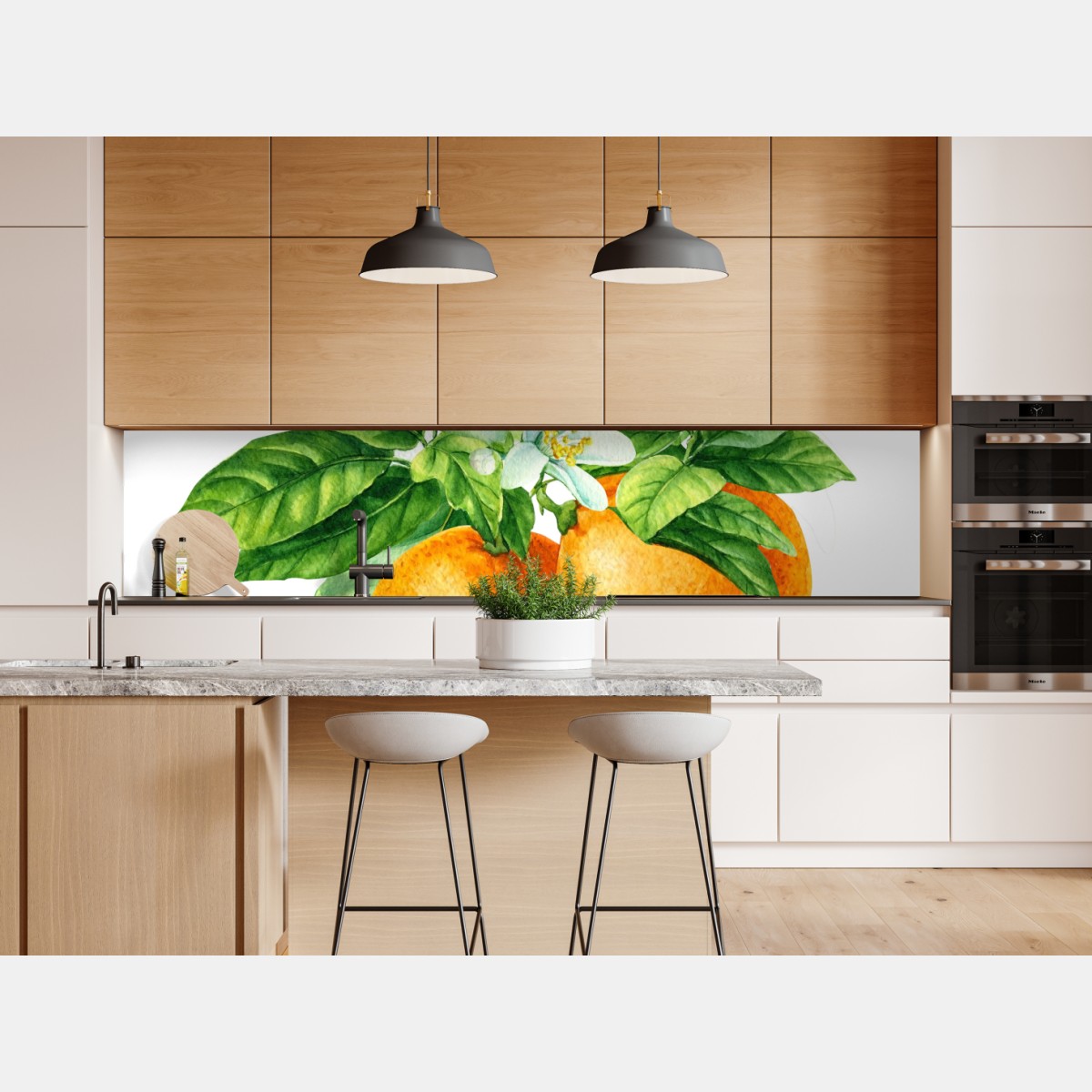 Repositionierbarer Aufkleber zitrusblüten und reife orangen – Wallnifity® Repositionierbarer Aufkleber zitrusblüten und reife orangen – Wallnifity®