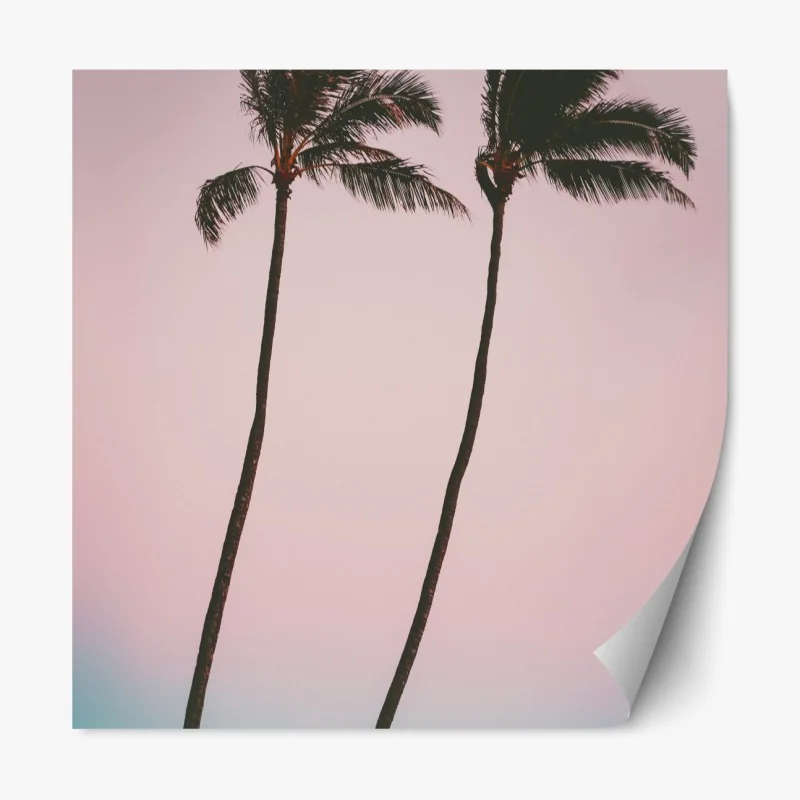 Repositionierbarer Aufkleber pastellpalmen bei dämmerung