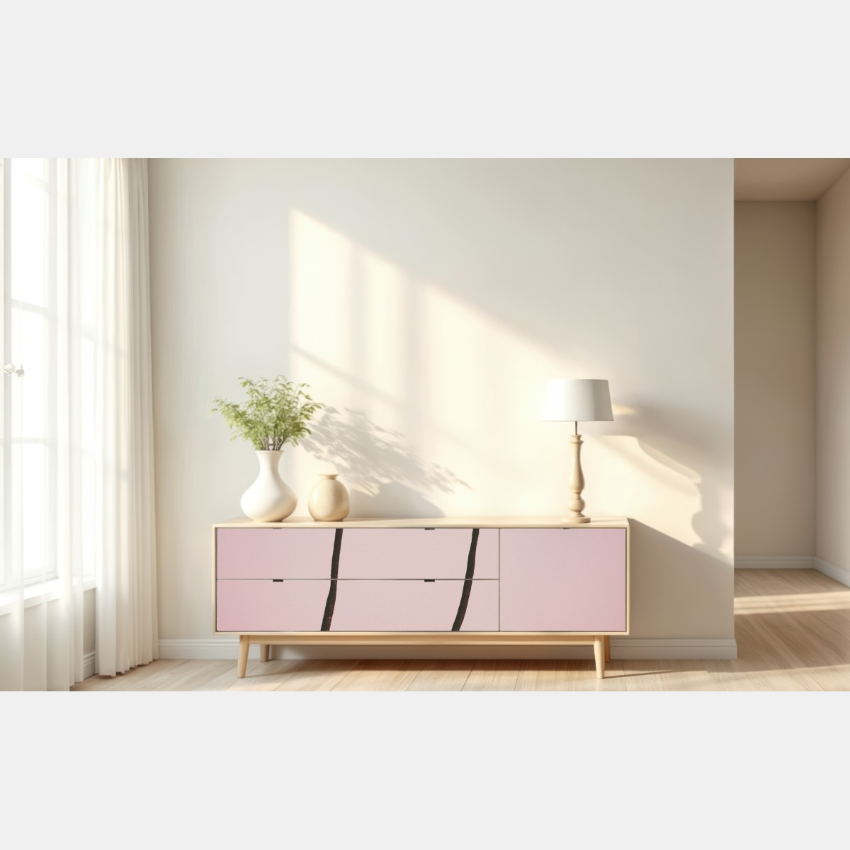 Repositionierbarer Aufkleber pastellpalmen bei dämmerung – Wallnifity® Repositionierbarer Aufkleber pastellpalmen bei dämmerung – Wallnifity®