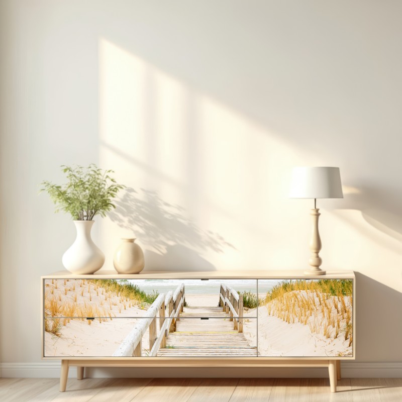 Repositionierbarer Aufkleber holzsteg zum meer, Sylt – Wallnifity® Repositionierbarer Aufkleber holzsteg zum meer, Sylt – Wallnifity®